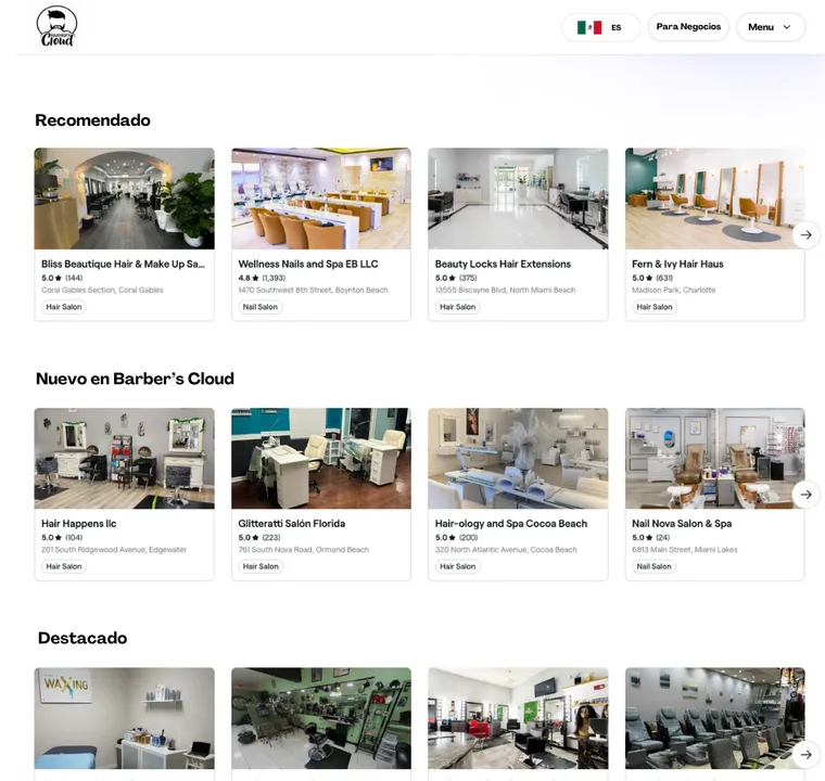 Barber's Cloud application screenshot
